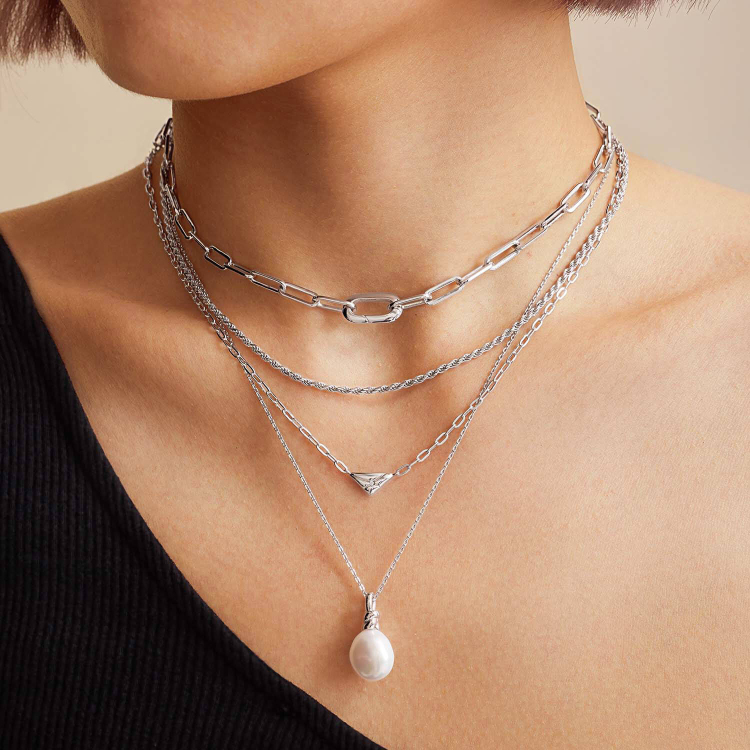  Chic Creator - Silber / Rhodiniert - Perle - 51cm